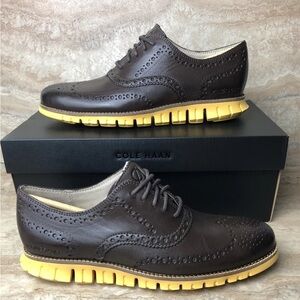 Cole Haan ZeroGrand Wingtip Oxford Mens Dress Shoes Bracken Leather Gold Shoes